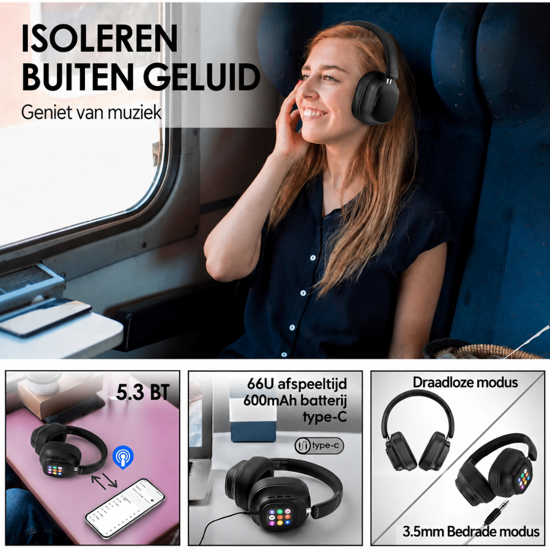 AI Sound Pro - Draadloze Bluetooth Koptelefoon Met AI Vertaler