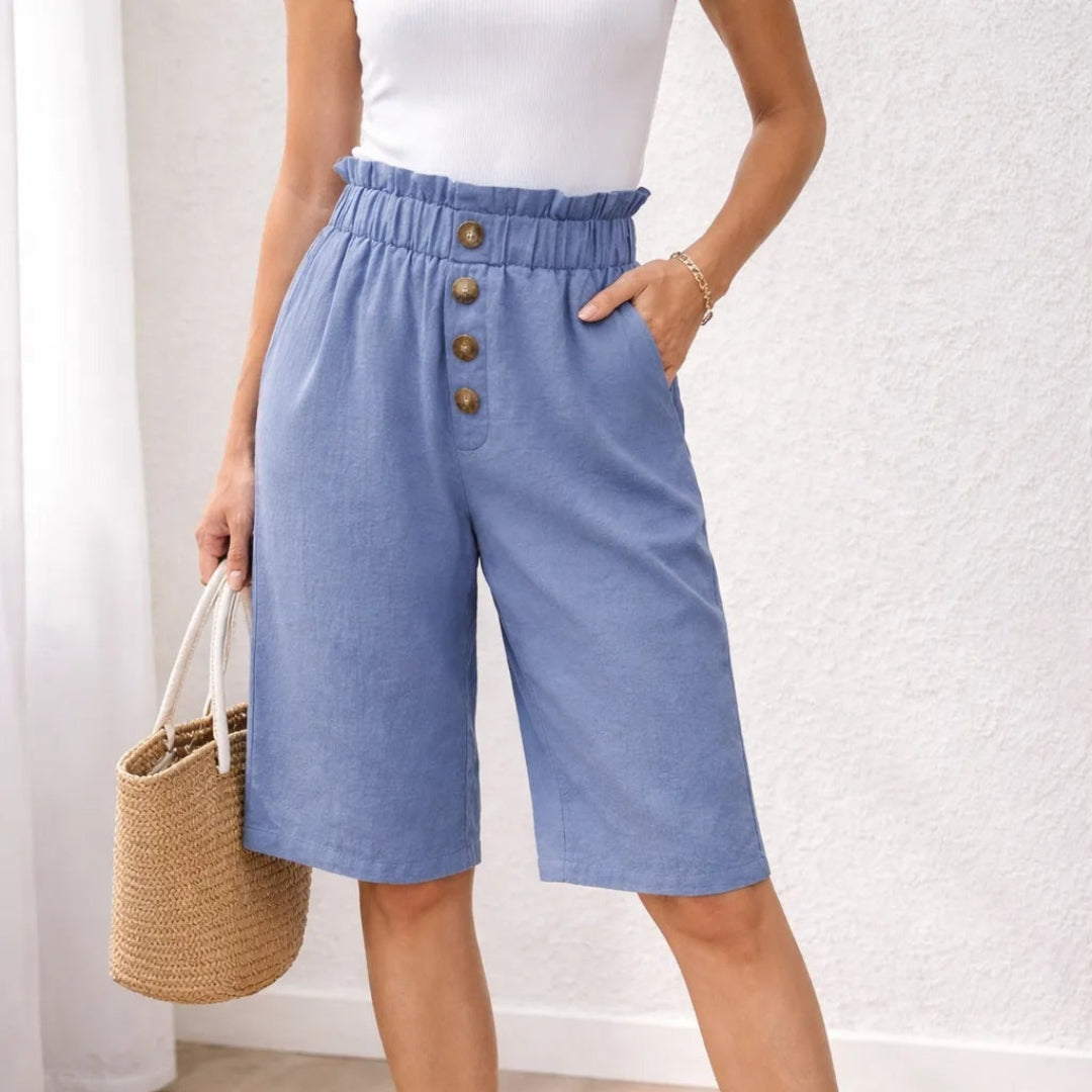 Bermuda Shorts met paperbag taille