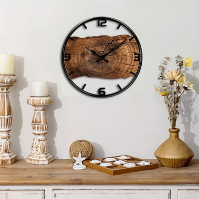 MYHOME® - Ronde Houten Wandklok met Uitgesneden Design