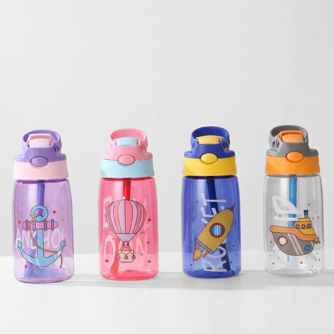 Waterfles Voor Kinderen met Rietje en Drukknop