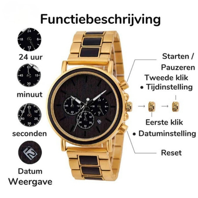 WoodTime Montre en Bois - Design Élégant et Multifonctionnel