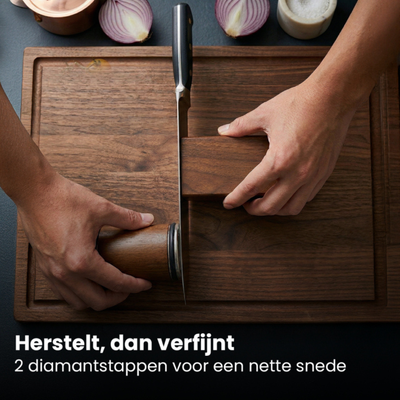WoodMeister - Affûteur de couteaux - Système diamanté 2 étapes pour des couteaux aiguisés