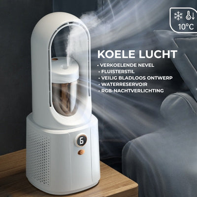 Bladloze Ventilator - Stille Luchtkoeler Met Nachtlamp En Luchtbevochtiger