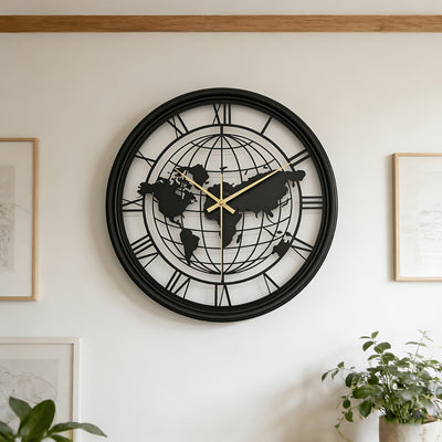 MYHOME® - Wereldkaart Wandklok Met Romeinse Cijfers