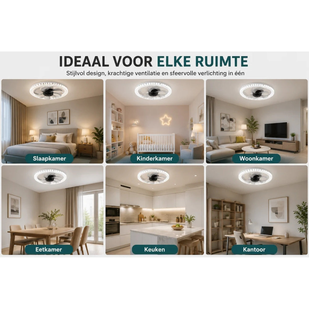 Smart Fan - Dimbare Plafondventilator met LED Lamp