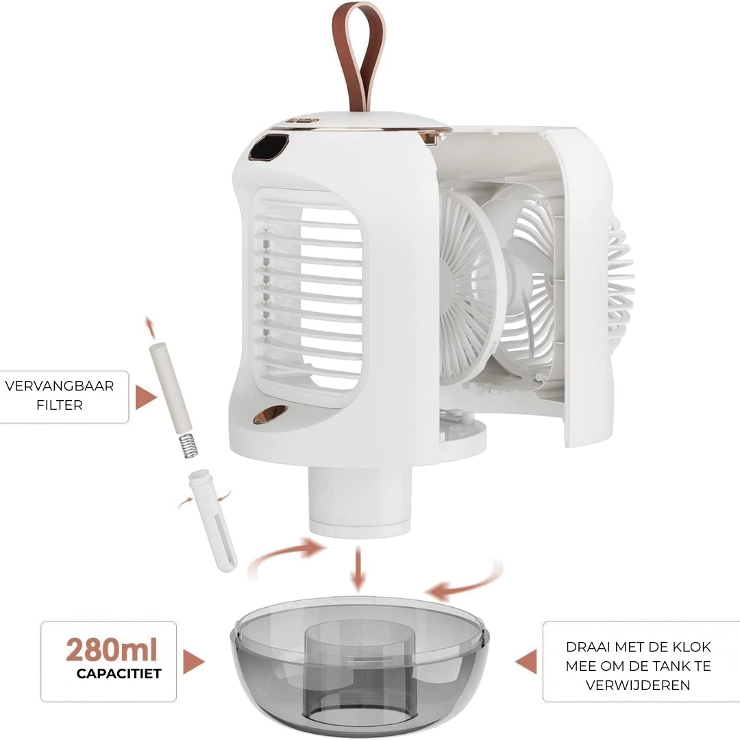 Draagbare Airconditioner - USB Luchtkoeler met 180° Oscillatie