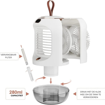 Draagbare Airconditioner - USB Luchtkoeler met 180° Oscillatie