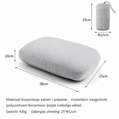 Camping Kussen - Ergonomisch Memory Foam Reiskussen