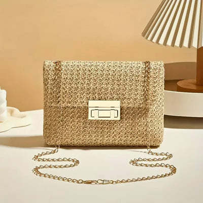 Geweven Clutch met Gouden Sluiting - LuxeWeave