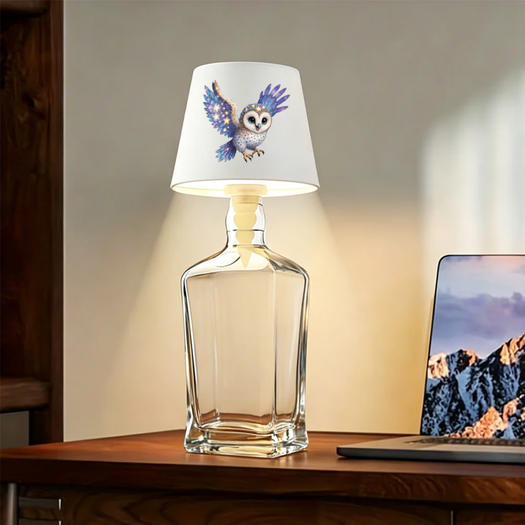 Fles Tafellamp - LED Sfeerlamp met Uil Design