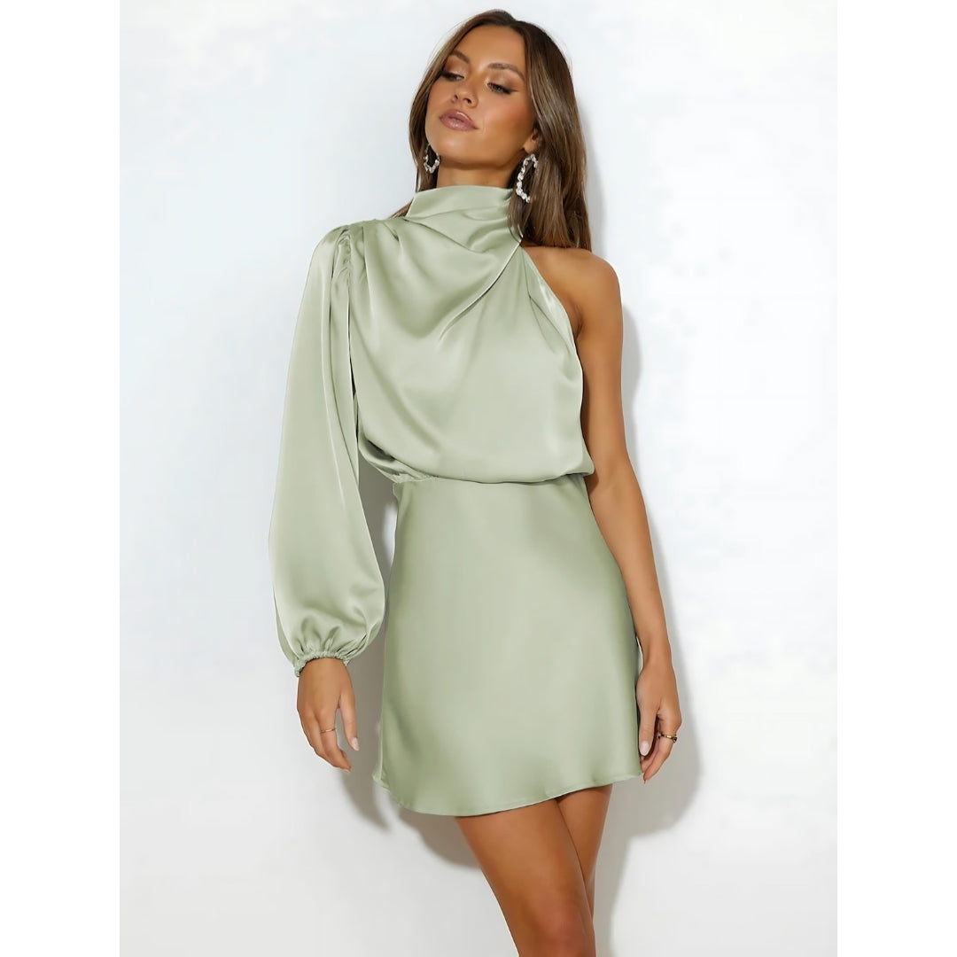 Aurielle - One-Shoulder Satijnen Avondjurk
