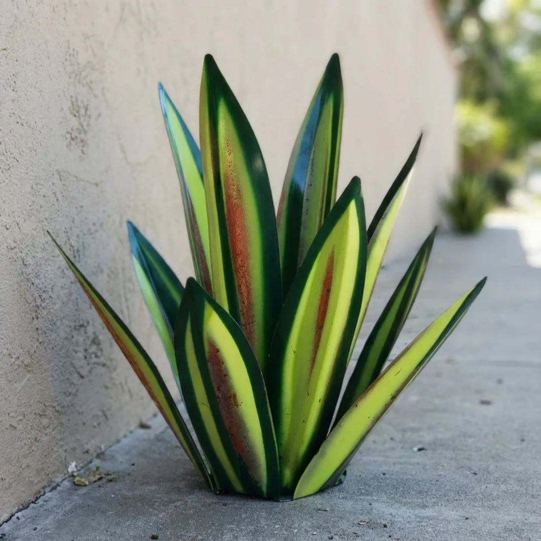 Tuinornament - Metalen Agave met Solar LED Verlichting