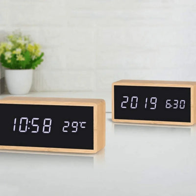 Bamboe Wekker - Minimalistisch LED Design