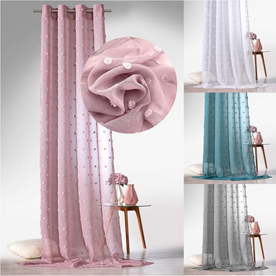 Gordijnen - Boho Linnenlook met Pompons - 245 x 135cm
