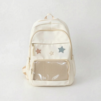 Schooltas Voor Meiden - Sterren Design met Transparant Voorvak