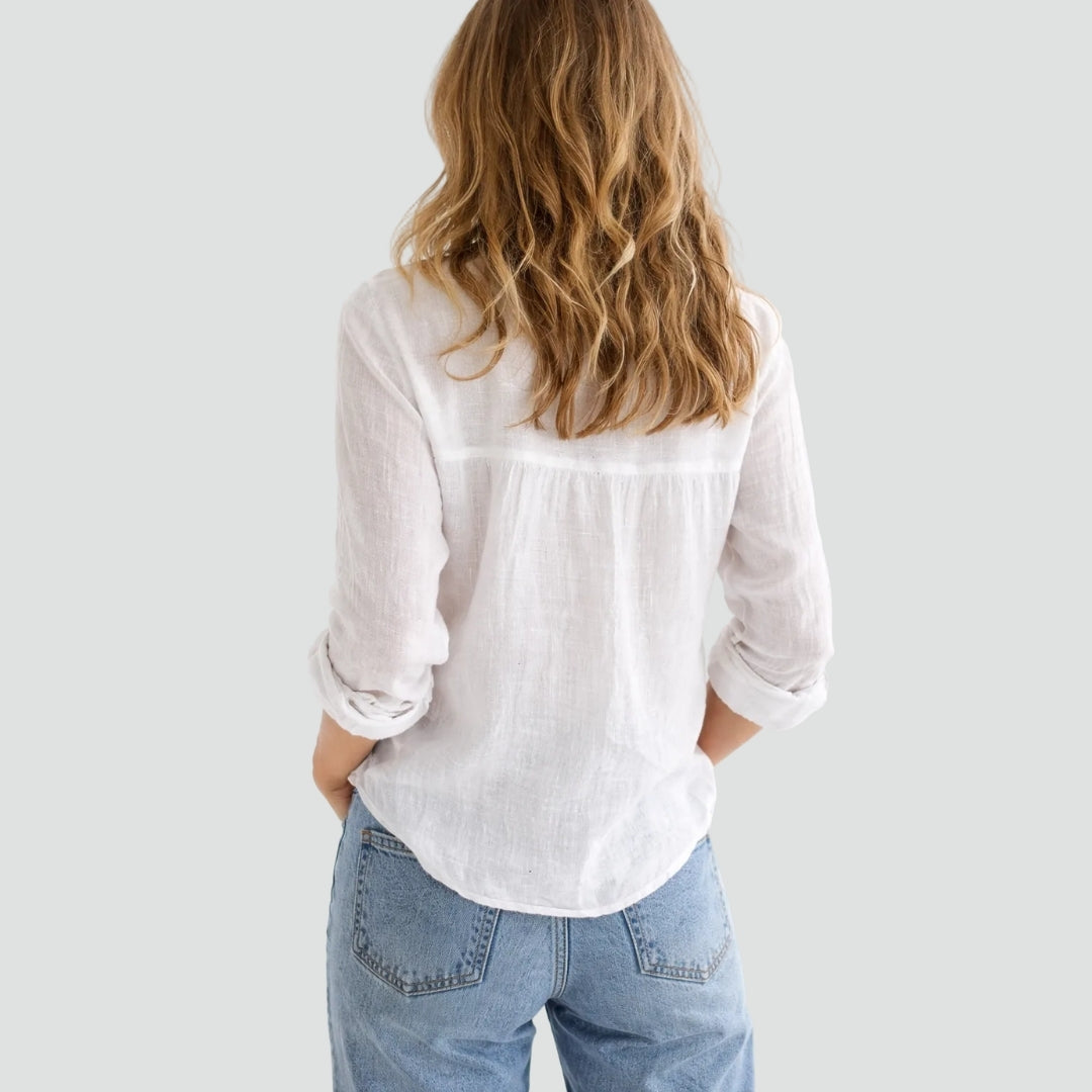 Linnen Blouse - Tijdloze Elegantie met Knoopsluiting - Alviera