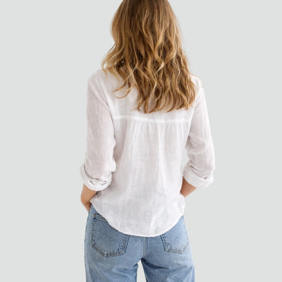 Linnen Blouse - Tijdloze Elegantie met Knoopsluiting - Alviera