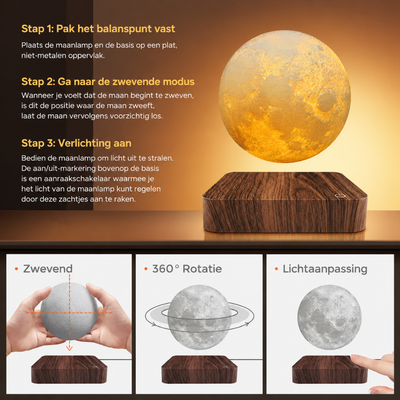 Zwevende Maan Nachtlamp - Magnetische 3D Sfeerverlichting