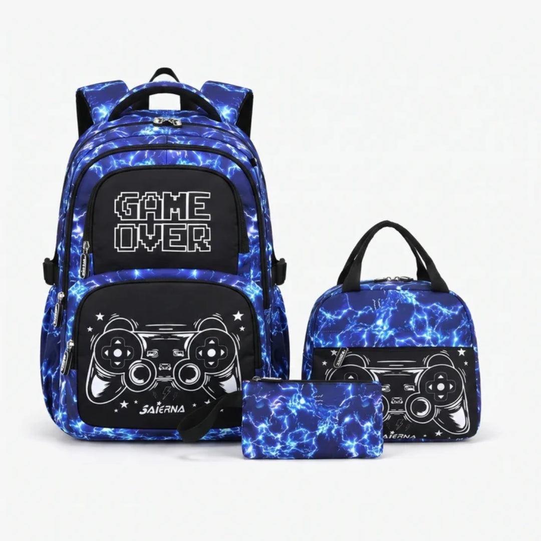 Complete 3-Delige Gaming Schooltas Set - GAME OVER