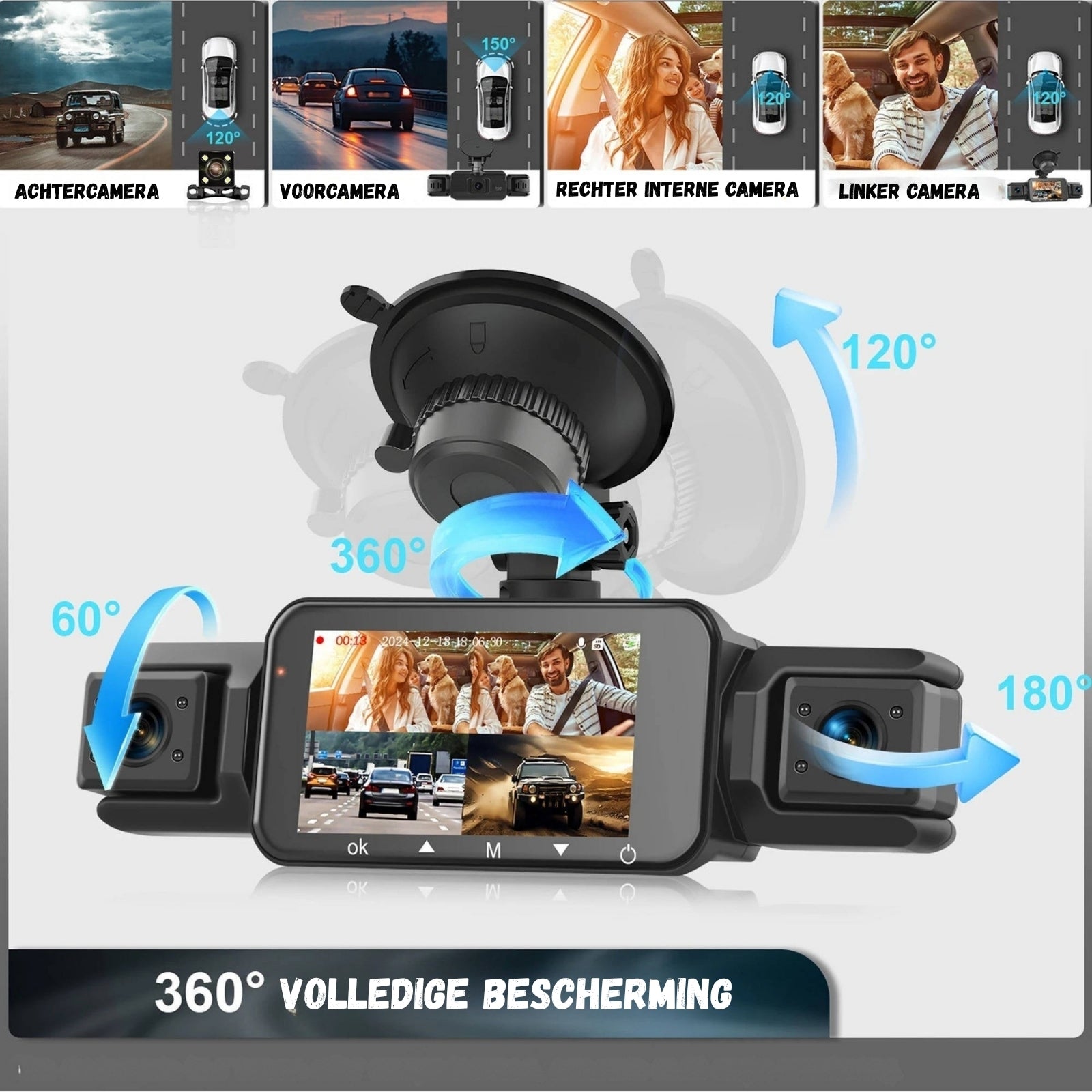 Dashcam - Draadloos 4 Camera Systeem met Wifi - QuadVision
