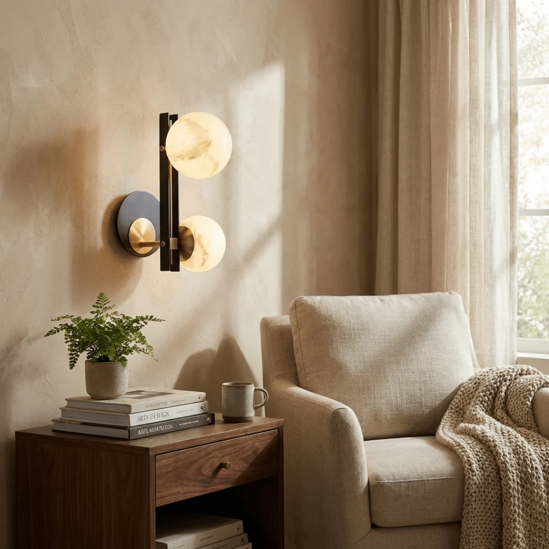 Wandlamp - Dubbele Spaanse Alabaster Bollen