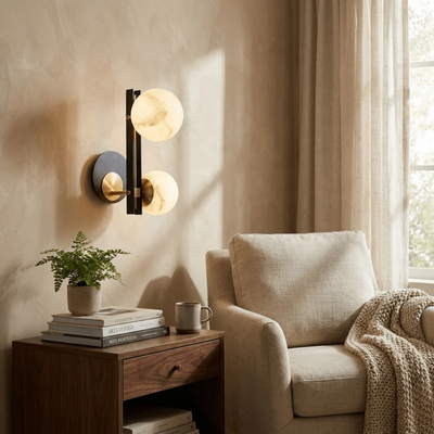 Wandlamp - Dubbele Spaanse Alabaster Bollen