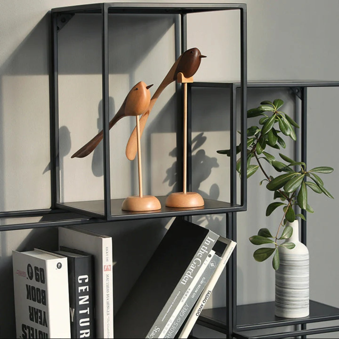Woodora - Scandinavische Vogel Houtsculpturen (2 Stuks)