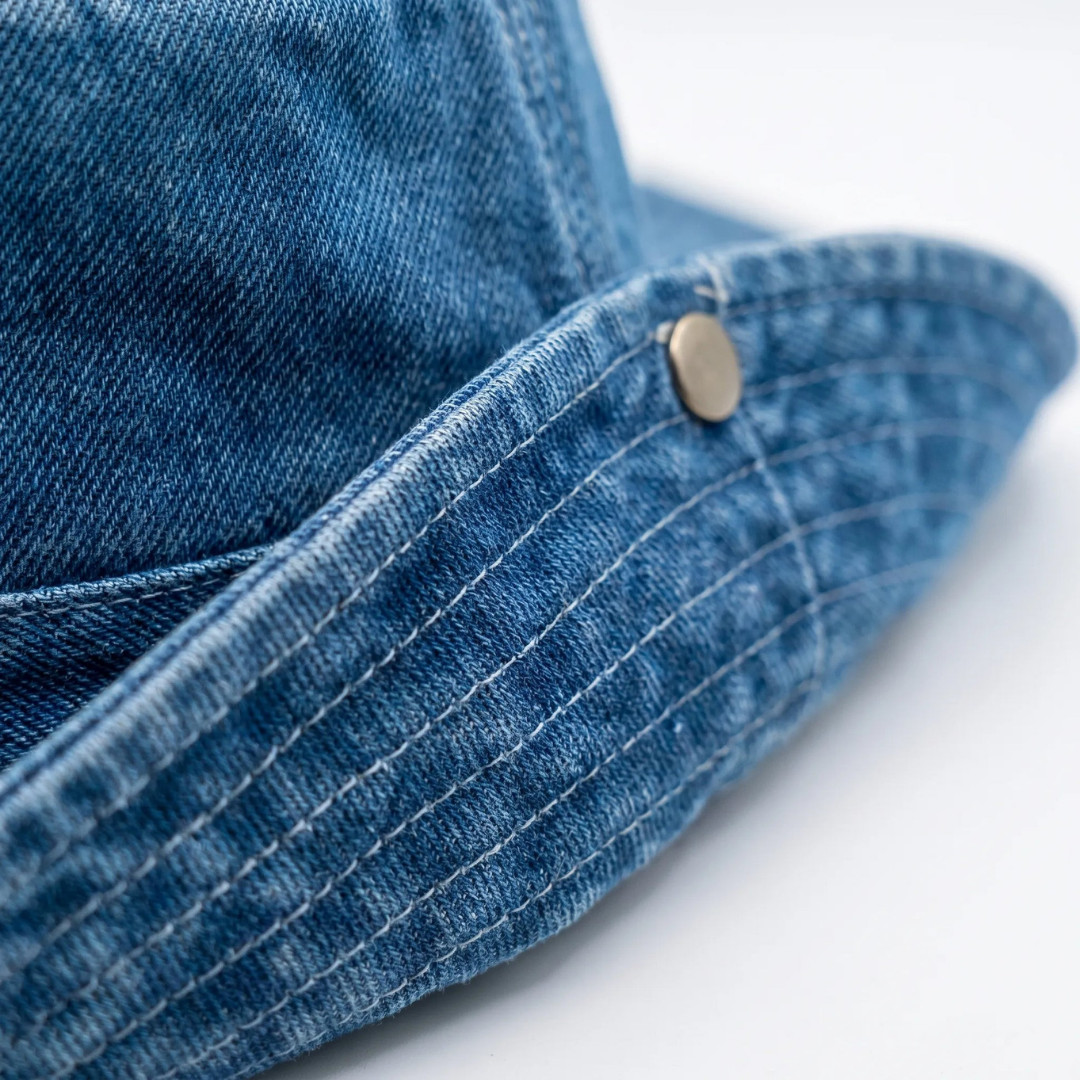 Denim Hoed Met Brede Rand