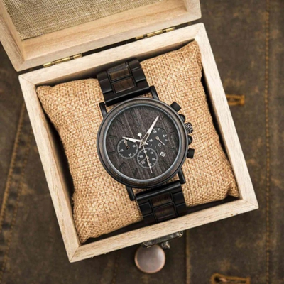 WoodTime Montre en Bois - Design Élégant et Multifonctionnel