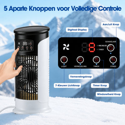 Draagbare Luchtkoeler - 3-in-1 Verkoeler Met LED Nachtlamp