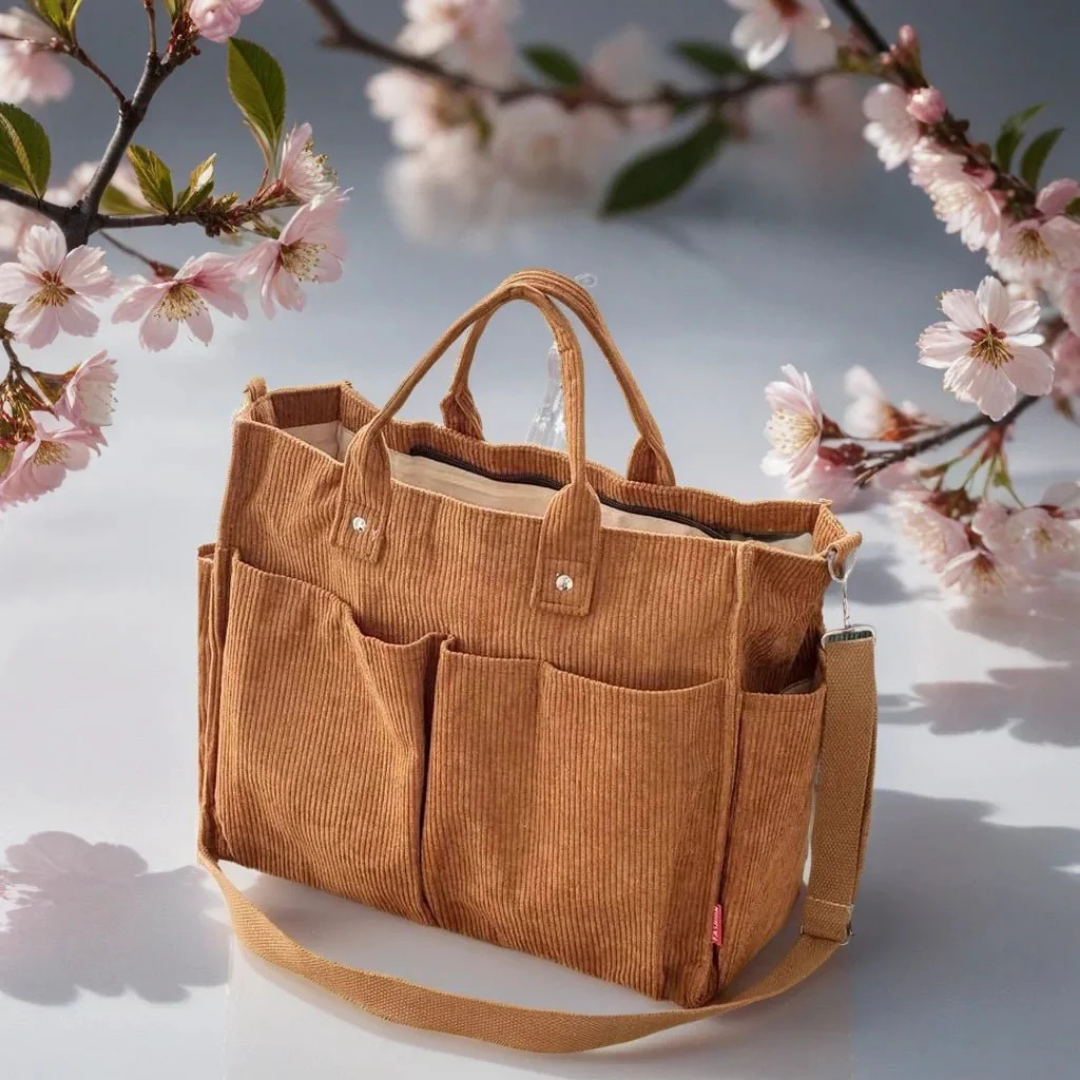 Corduroy Tas - Ruime Vintage Shopper voor Elke Dag - UrbanWeave