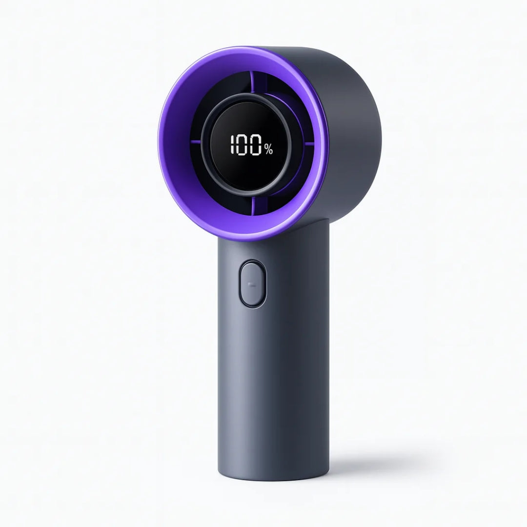 Draagbare mini-handventilator, oplaadbaar via USB – 5 snelheden + LED-display