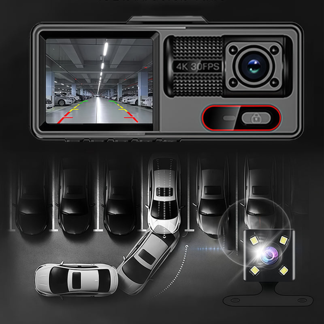 Dashcam - Triple Camera met Nachtzicht en App-bediening - VisionDrive