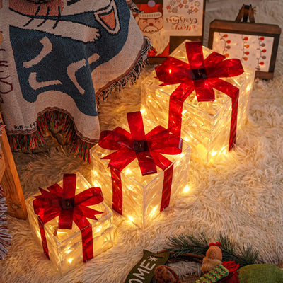 Boîtes cadeaux magiques - Lot de 3 décorations de luxe