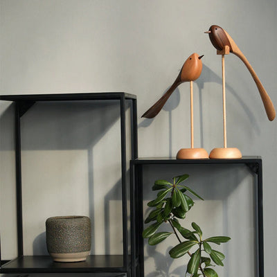 Woodora - Scandinavische Vogel Houtsculpturen (2 Stuks)