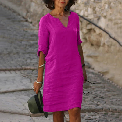 Zomerjurk - Losvallende Jurk met Elegante V-Hals - Elowen