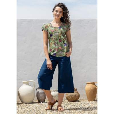 Bloemen Top met Plooidetails - Floréa
