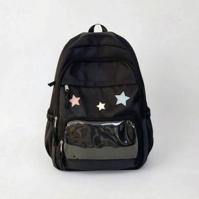 Schooltas Voor Meiden - Sterren Design met Transparant Voorvak