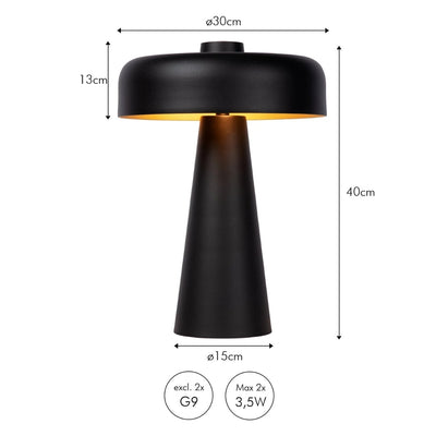 Mushroom Lamp - Luxe Zwarte Tafellamp met Gouden Gloed