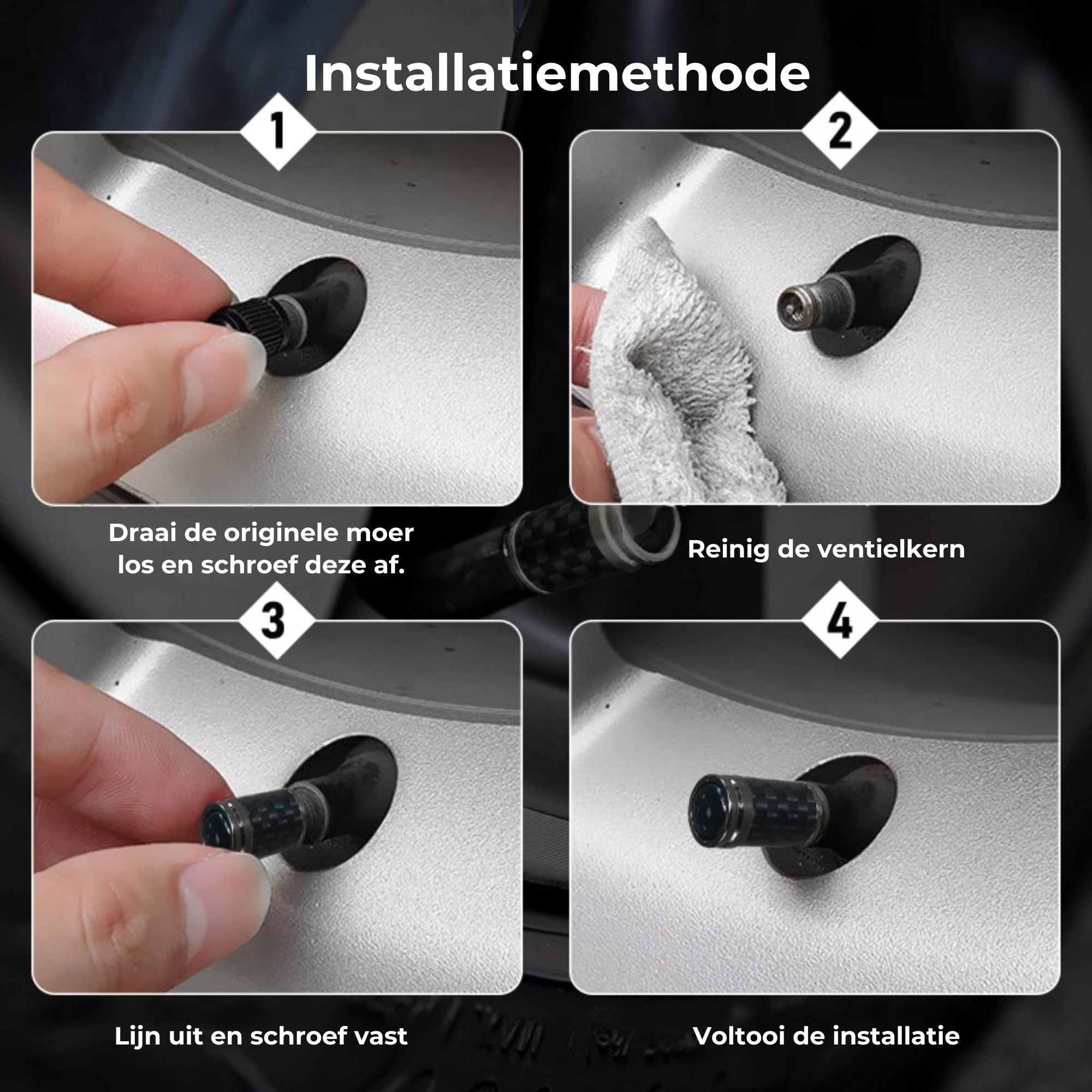 Capuchons de valve de pneu en fibre de carbone – Kit de protection de roue étanche