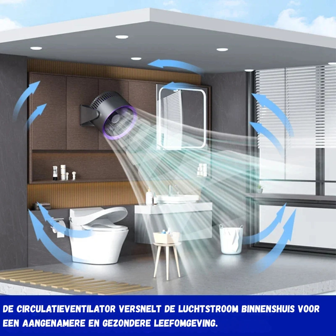 Draadloze ventilator - Oplaadbare Wandventilator Zonder Boren - BreezeFlow