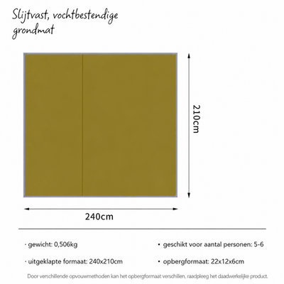 Camping mat - Waterdichte 210D Oxford Grondzeil