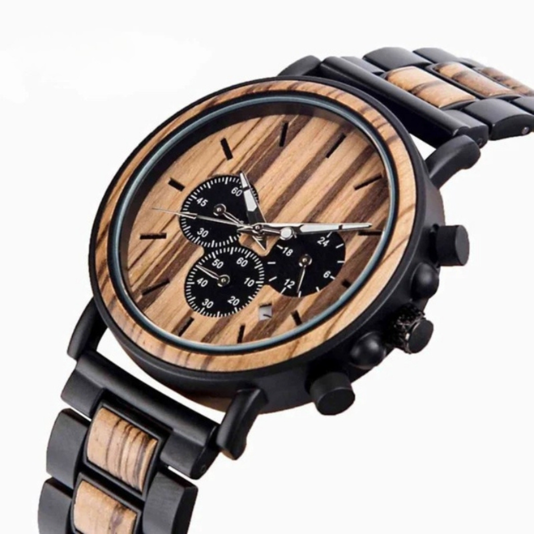 WoodTime Montre en Bois - Design Élégant et Multifonctionnel