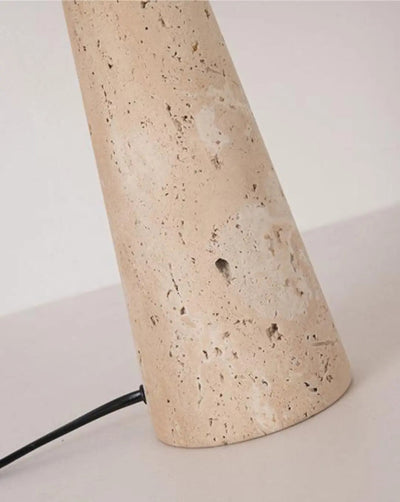 Lampe de table Japandi en travertin - abat-jour en lin