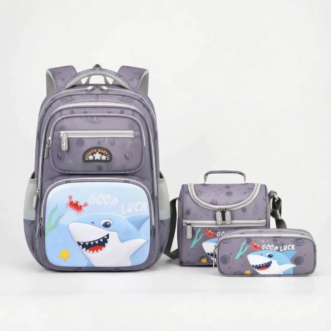 Complete 3-Delige Schooltas Set Voor Kinderen - Sharkie