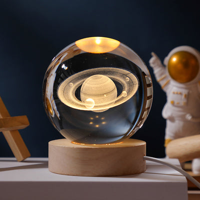 1 câble USB, 1 boule de cristal Lune/Ciel 3D, 1 base en bois, 1 veilleuse boule de cristal créative, 1 décoration de bureau, 1 cadeau de Noël