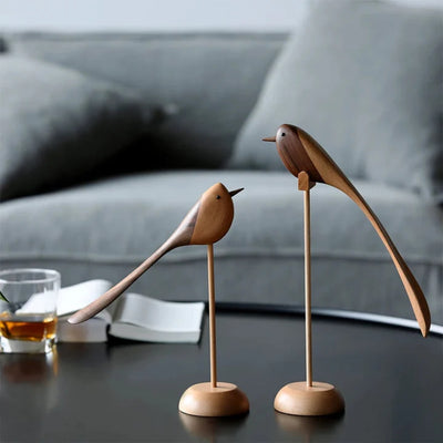 Woodora - Scandinavische Vogel Houtsculpturen (2 Stuks)
