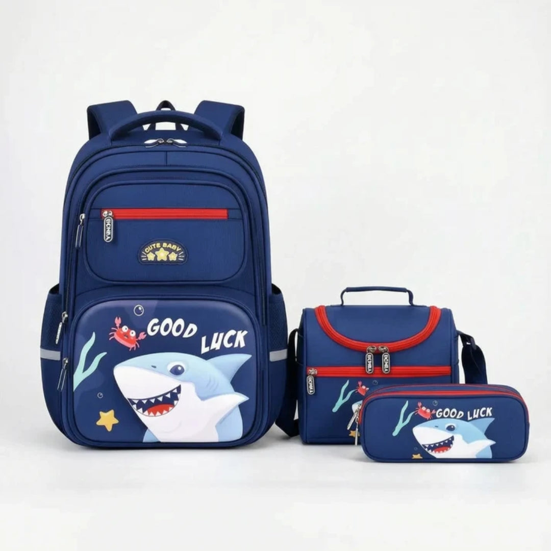 Complete 3-Delige Schooltas Set Voor Kinderen - Sharkie