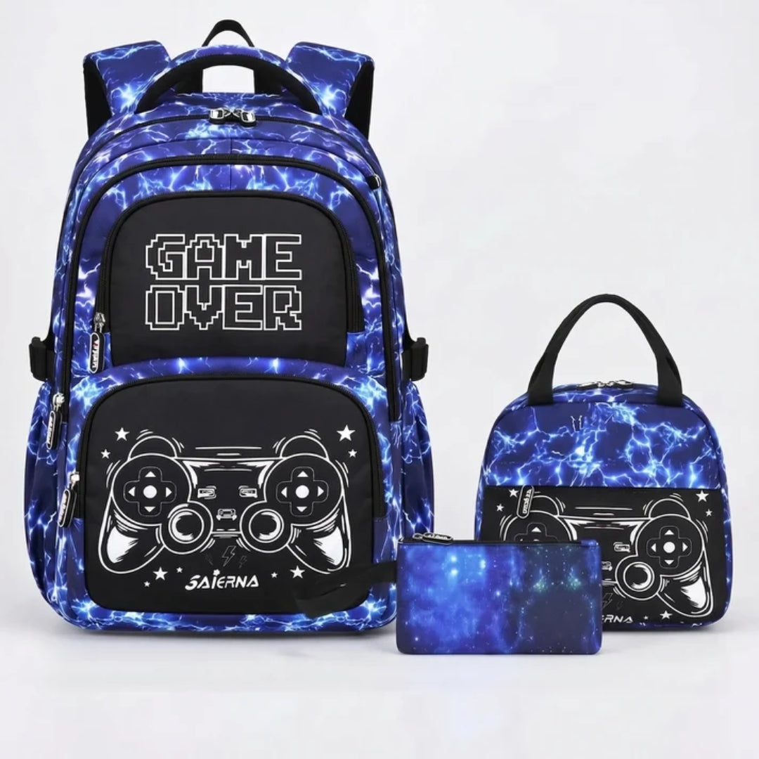 Complete 3-Delige Gaming Schooltas Set - GAME OVER