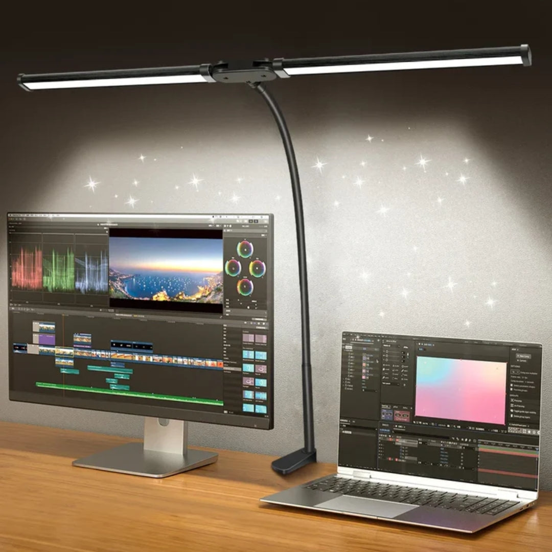 Bureaulamp - Dubbele LED Verlichting met Dimbare Helderheid - Lumitask